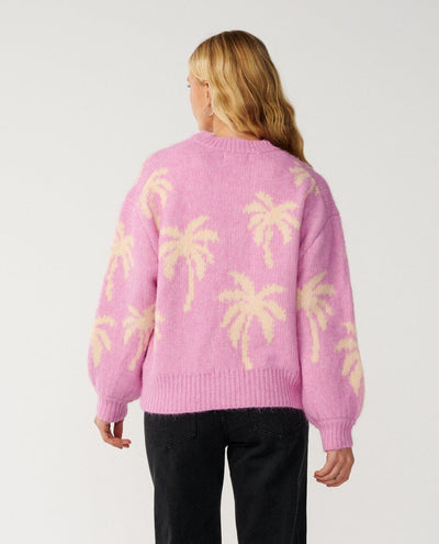 Retro Swell Palm Jacquard Crew - Lilac Women's Hoodies & Sweatshirts Rip Curl Women 