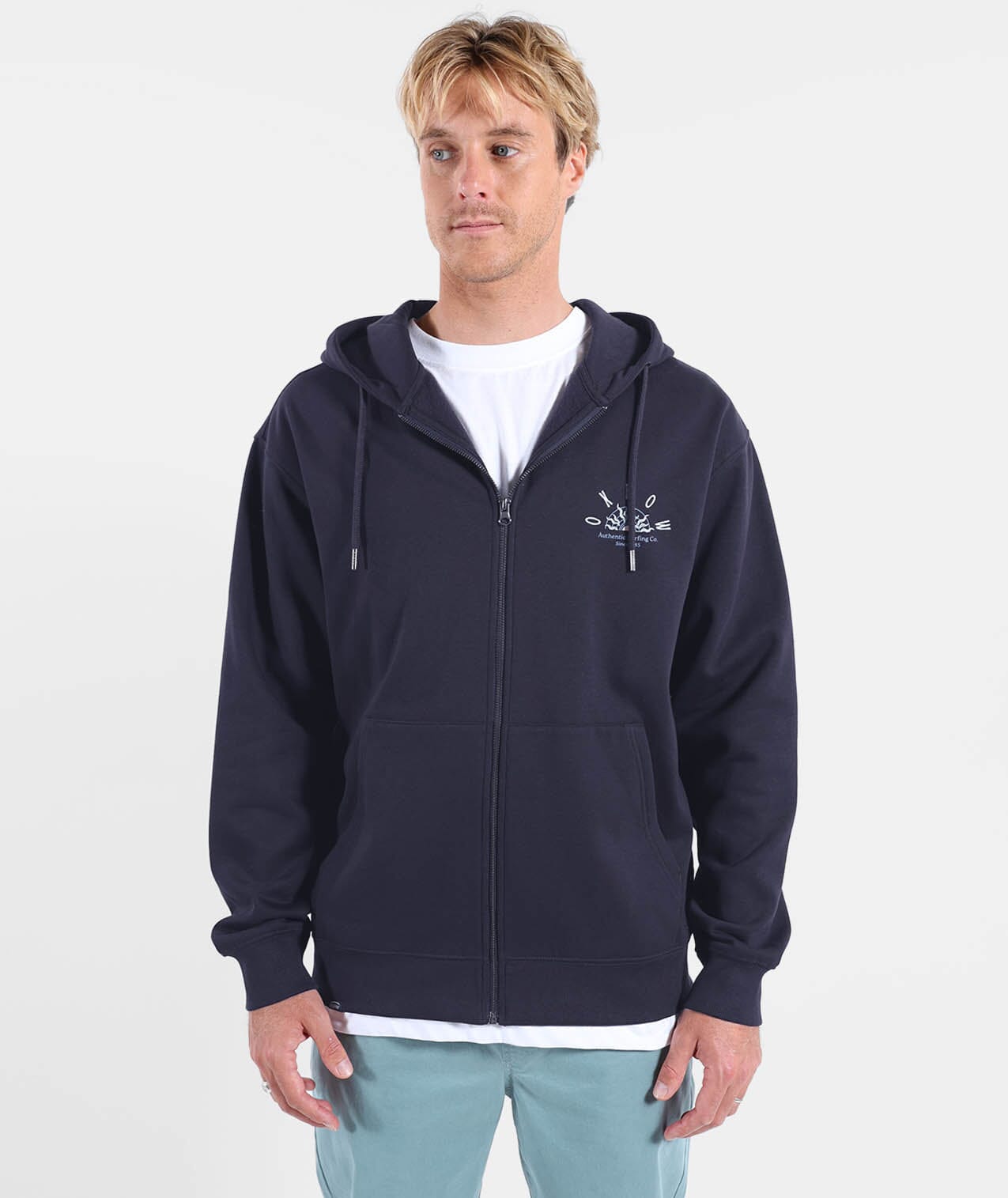 Sandbar Zipped Hoodie - Deep Marine Men's Hoodies & Sweatshirts Oxbow 