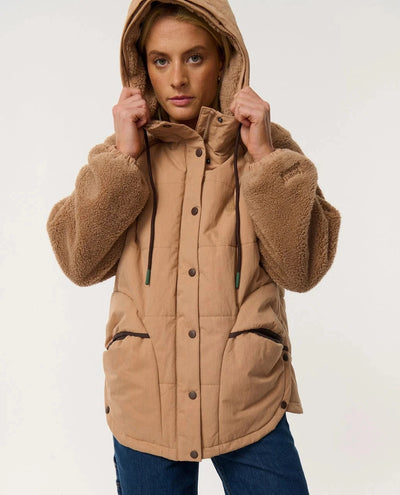 Search Series Splice Puffer - Brown Women's Jackets Rip Curl Women 