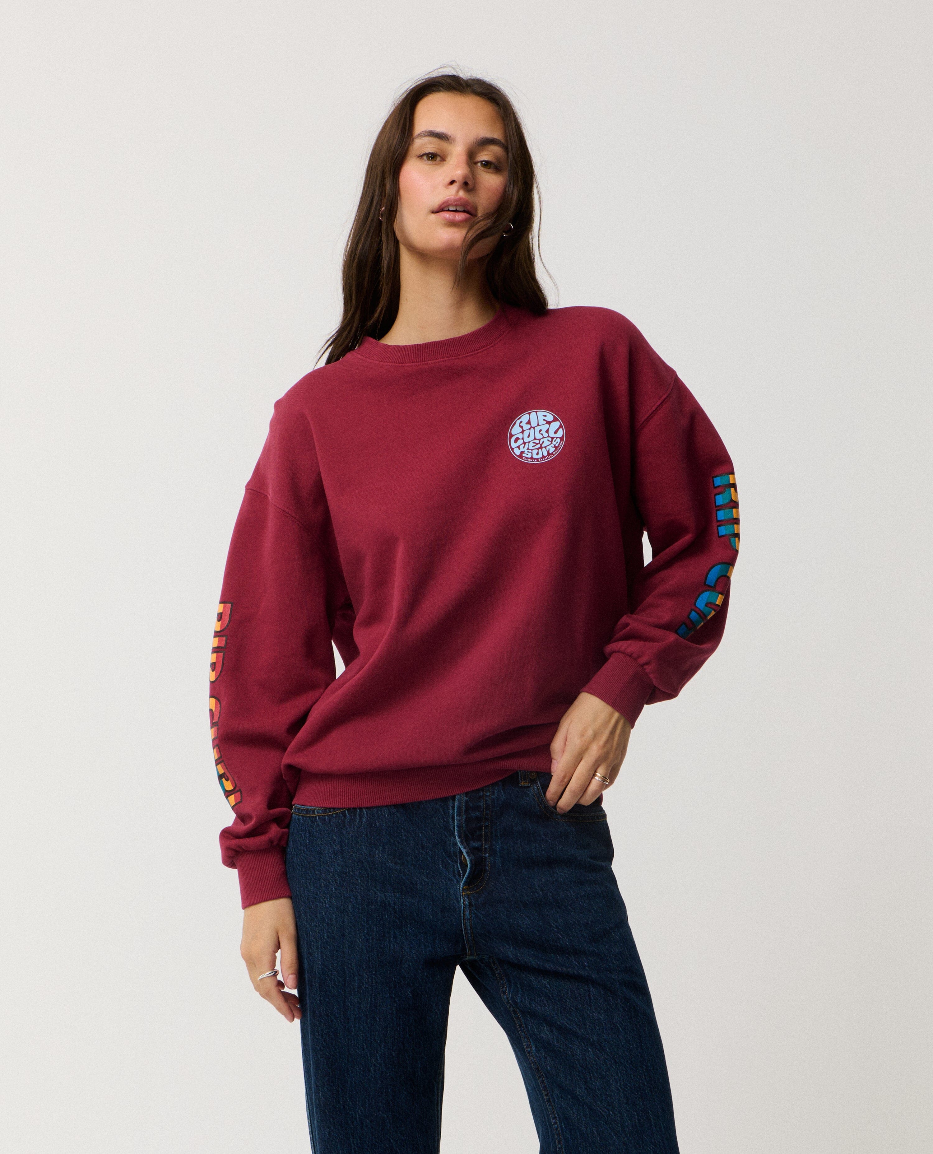 Stephanie Gilmore Heritage Oversized Fleece - Plum Women's Hoodies & Sweatshirts Rip Curl Women 