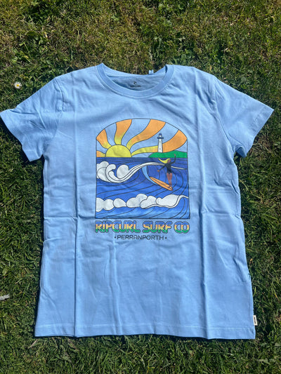 Stringers Perranporth Desto Tee - Mid Blue Women's T-Shirts and Vest Tops Rip Curl Women 
