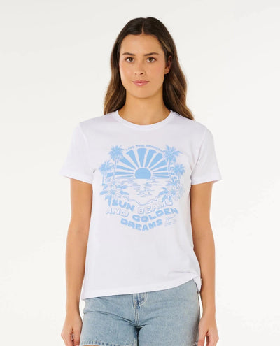 Sun Beams Standard Tee - Optical White Women's T-Shirts and Vest Tops Rip Curl Women XS 