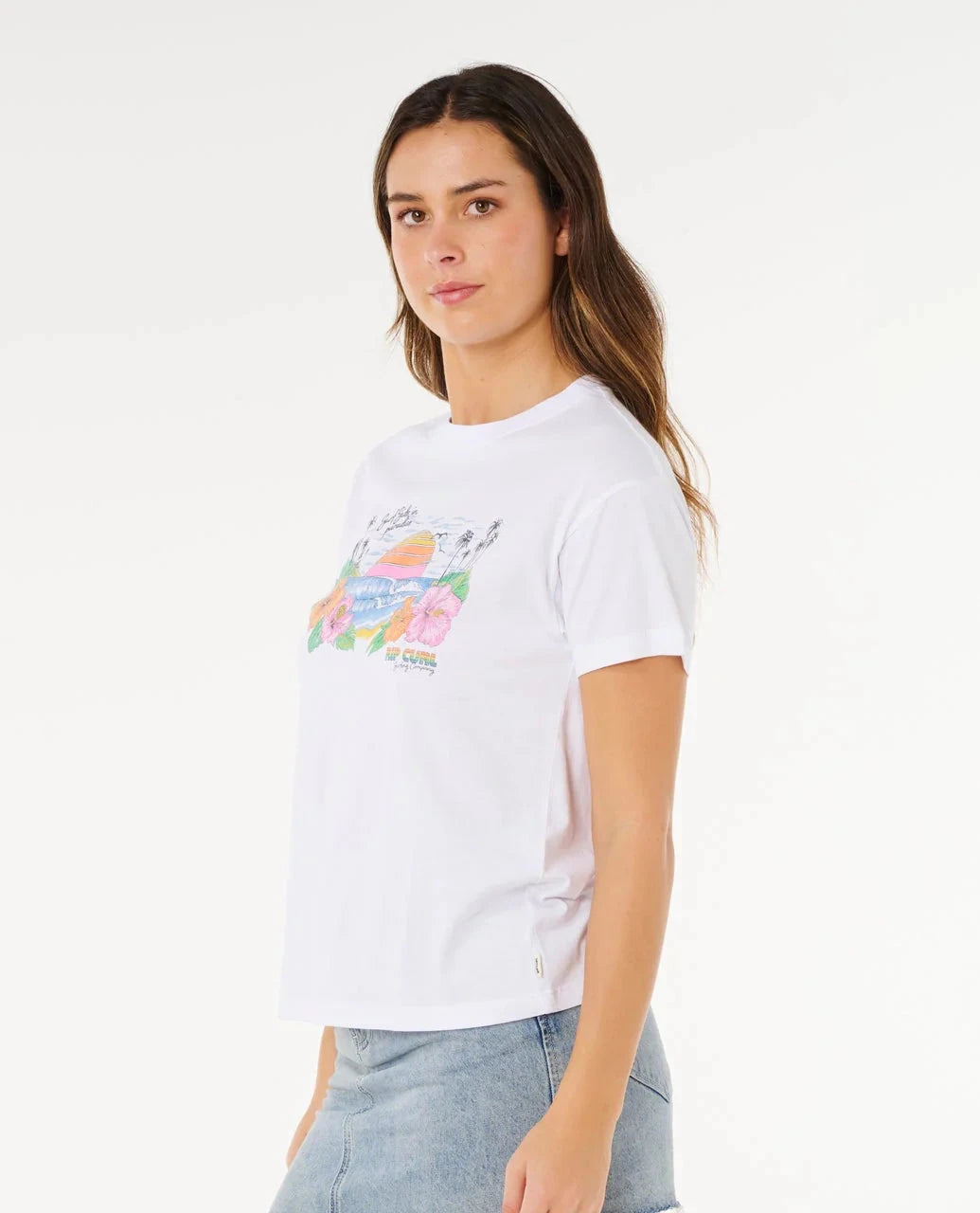 Sun Rays Cropped Tee - Optical White Women's T-Shirts and Vest Tops Rip Curl Women 