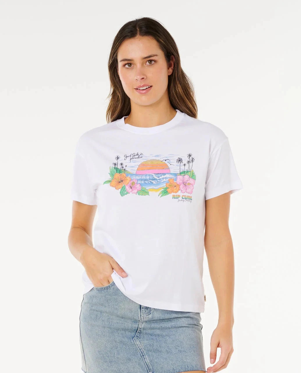 Sun Rays Cropped Tee - Optical White Women's T-Shirts and Vest Tops Rip Curl Women XS 