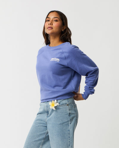 Surf Puff Raglan Relaxed Crew - Mid Blue Women's Hoodies & Sweatshirts Rip Curl Women 