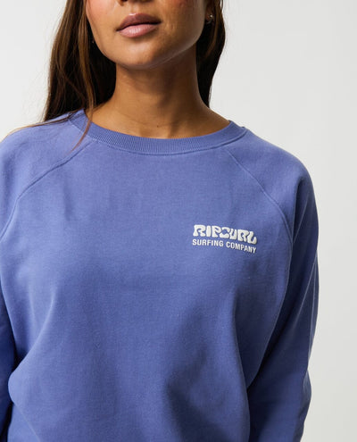 Surf Puff Raglan Relaxed Crew - Mid Blue Women's Hoodies & Sweatshirts Rip Curl Women 