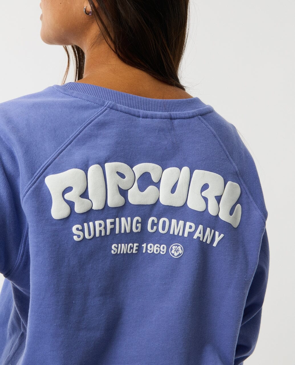 Surf Puff Raglan Relaxed Crew - Mid Blue Women's Hoodies & Sweatshirts Rip Curl Women 