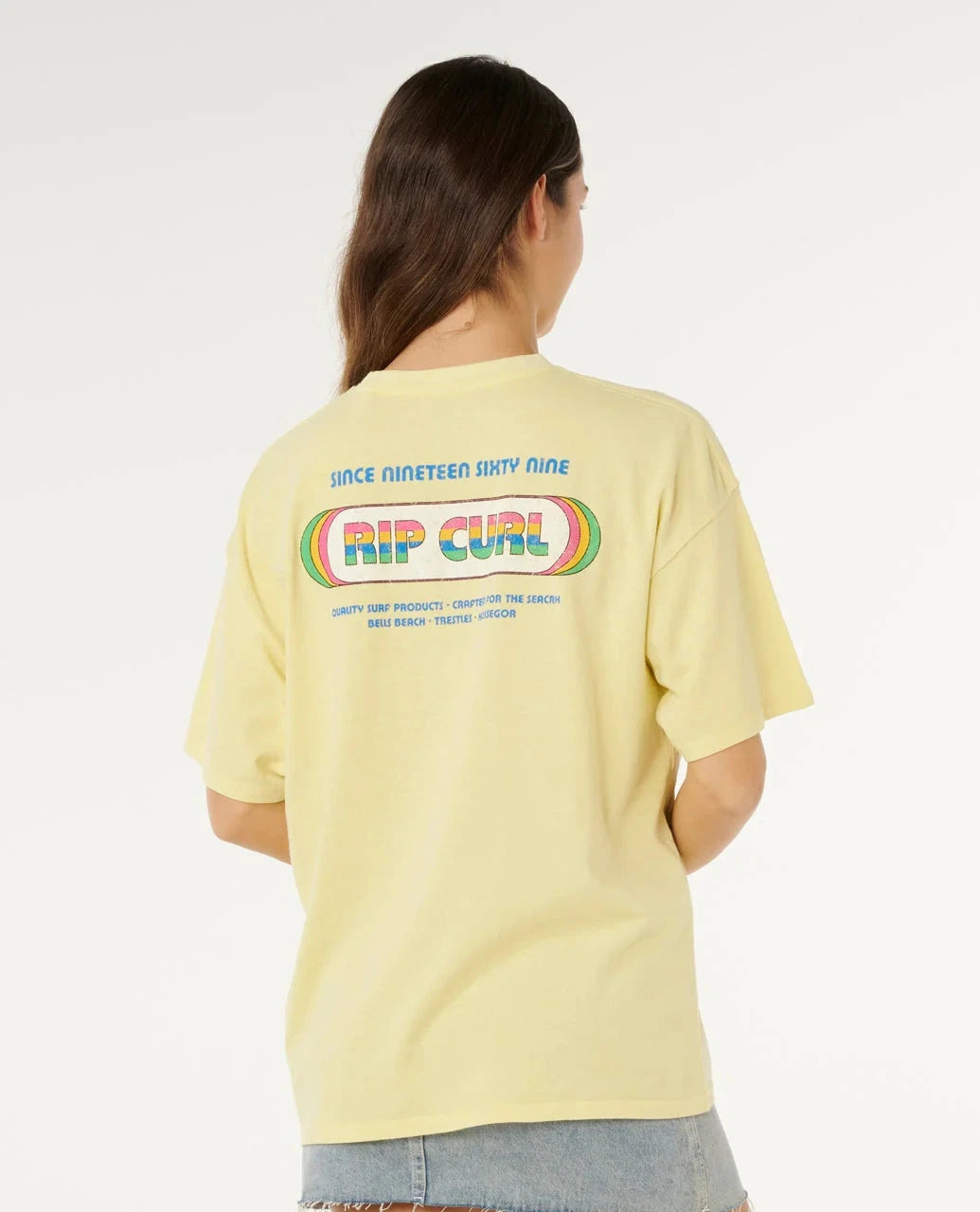Surf Revival Heritage Tee - Pastel Yellow Women's T-Shirts and Vest Tops Rip Curl Women 