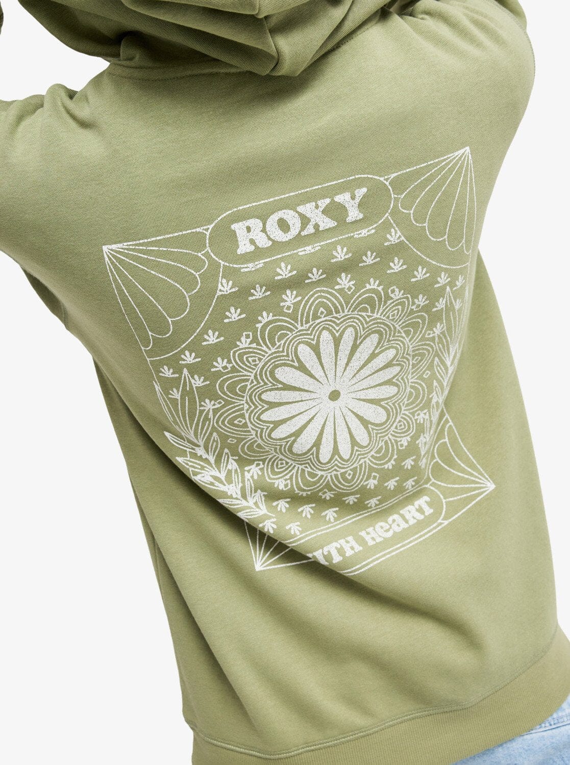Surf Stoked Terry Vintage Hoodie - Oil Green Women's Hoodies & Sweatshirts roxy 