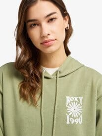 Surf Stoked Terry Vintage Hoodie - Oil Green Women's Hoodies & Sweatshirts roxy 