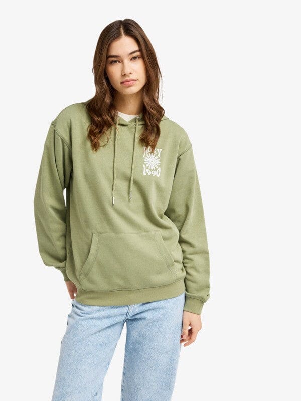 Surf Stoked Terry Vintage Hoodie - Oil Green Women's Hoodies & Sweatshirts roxy XS 