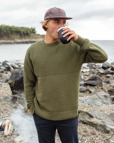 Swell Knitted Jumper - Khaki Men's Hoodies & Sweatshirts Passenger S 
