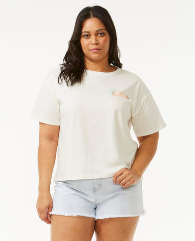 Tiki Tropics Relaxed Short Sleeve Tee - Bone Women's T-Shirts and Vest Tops Rip Curl women XS 