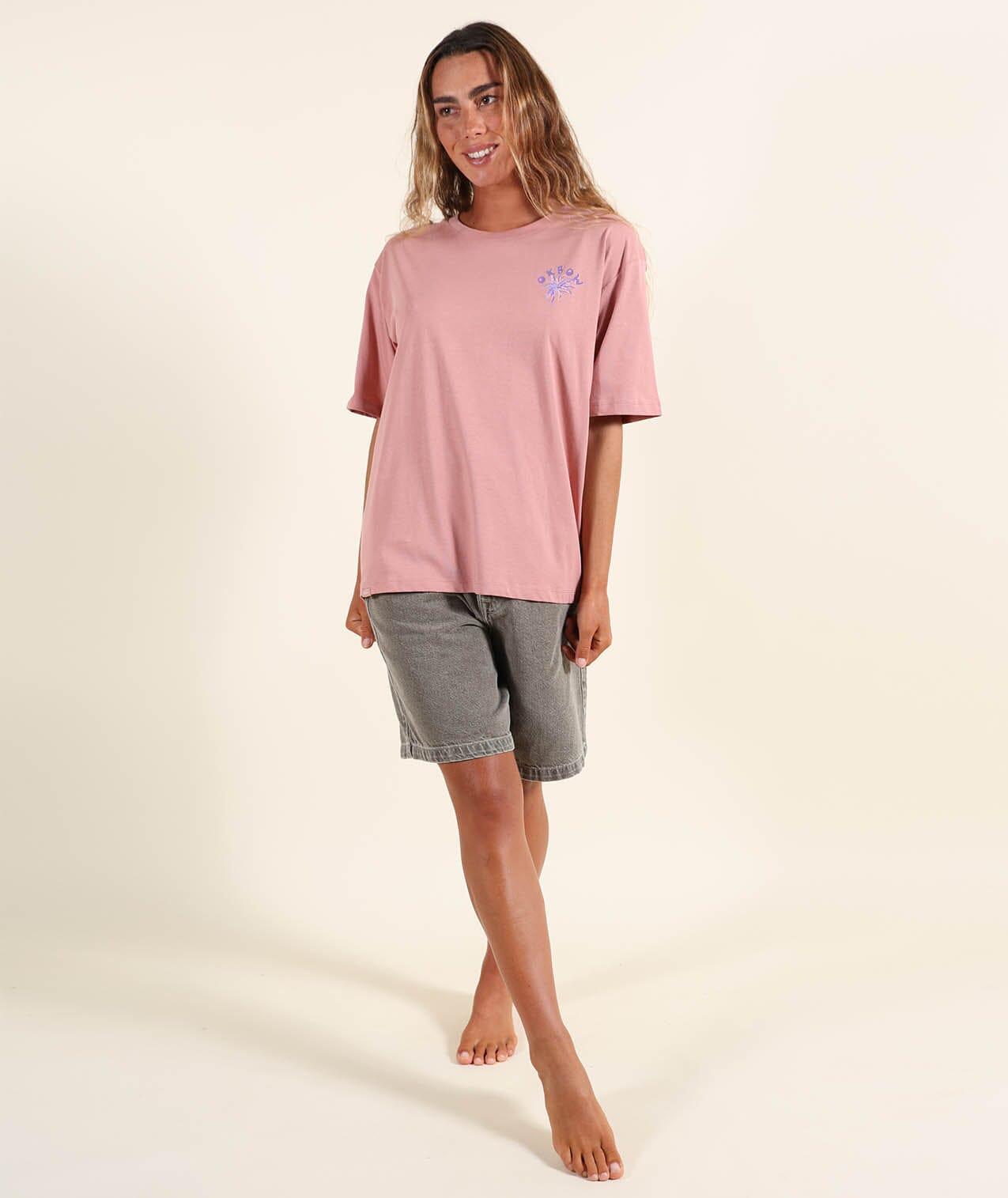 Tropics Tee - Dusty Rose Women's T-Shirts and Vest Tops Oxbow 