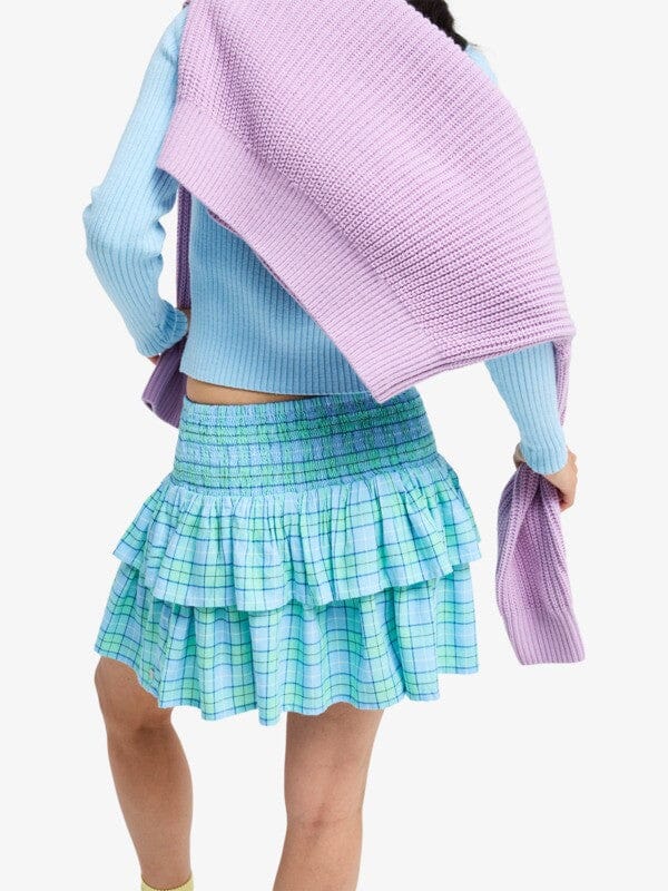 Tuesdays Mini Skirt - Airy Blue As If Plaid Women's Skirts Roxy 