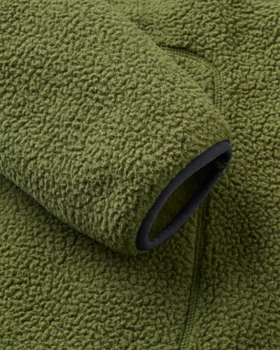 Offgrid Recycled Full Zip Hooded Sherpa Fleece - Khaki