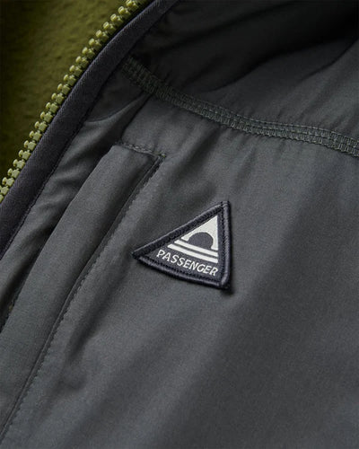 Offgrid Recycled Full Zip Hooded Sherpa Fleece - Khaki