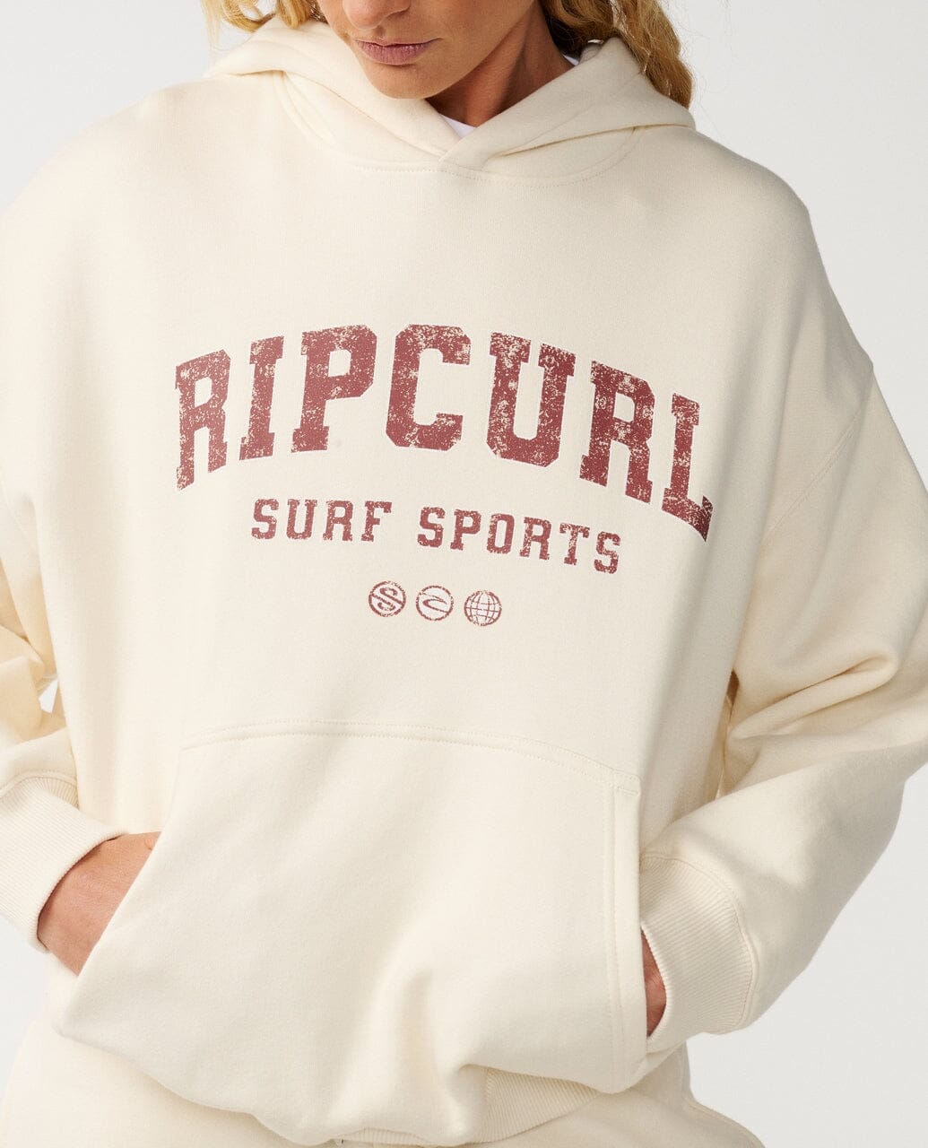 Varsity Sports Oversize Hood - Bone Women's Hoodies & Sweatshirts Rip Curl Women XS 