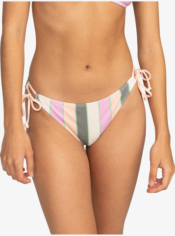 Vista Stripe Tie Side Cheeky - Agave Green* Women's Swimsuits & Bikinis Roxy S 