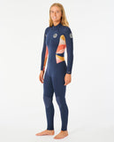Women Dawn Patrol 4/3 Back Zip Wetsuit - Peach Women's wetsuits Rip Curl women UK6 