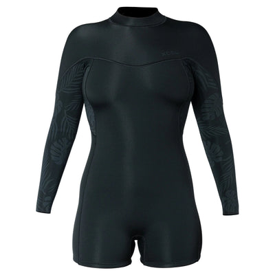 Women’s Axis Long Sleeve 2mm Wetsuit - Black Palm Print Women's wetsuits Xcel UK 6 