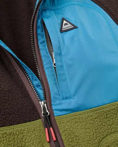 Offgrid Recycled Full Zip Sherpa Fleece - Espresso/Khaki