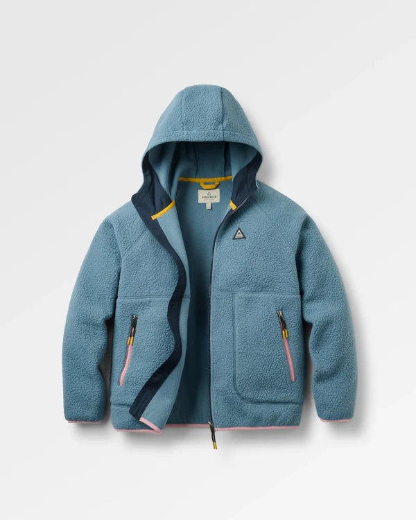 Home Full Zip Recycled Hooded Sherpa Fleece - Stormy Blue
