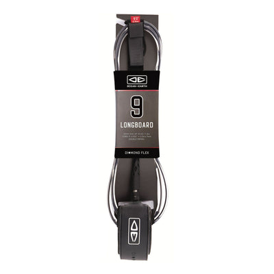 9ft Regular Leash Leashes Ocean & Earth Black 