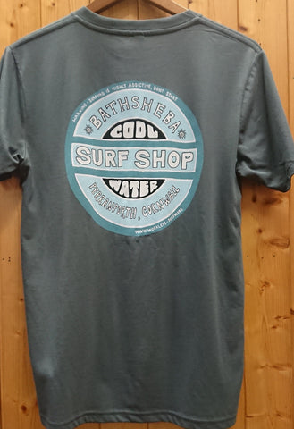 Cool Water T-Shirt - Charcoal (blue logo) Men's T-Shirts & Vests Bathsheba Surf S 