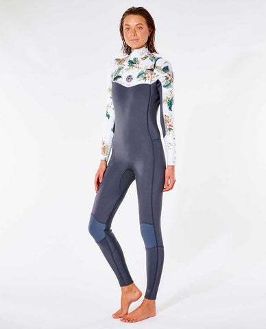Dawn Patrol 3/2mm Chest Zip - Charcoal/Floral (2023) Women's wetsuits Rip Curl women US6/UK8 