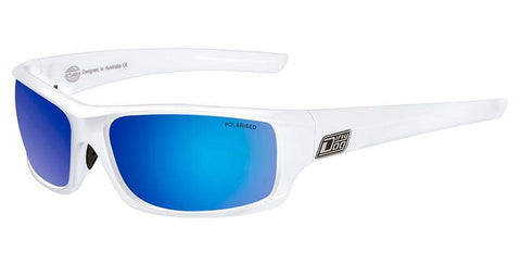 DD Clank-White-Grey|Blue Fusion Mirror Polarised Sunglasses Dirty Dogs 