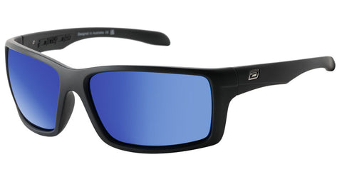 DD Knuckle - Satin Black/Blue Mirror Polarised Sunglasses Dirty Dogs 