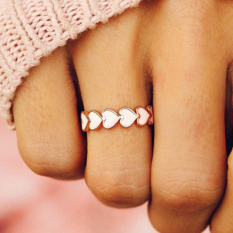 LOVE HEARTS BAND RING Jewellery Pura Vida 