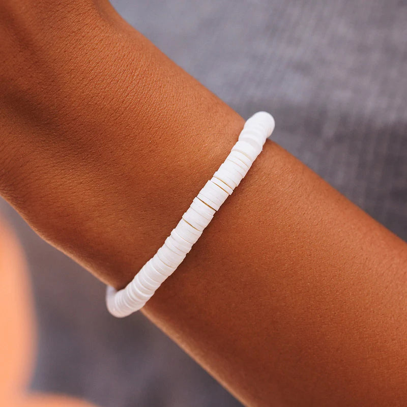 PASTEL DISC STRETCH BRACELET Jewellery Pura Vida White 